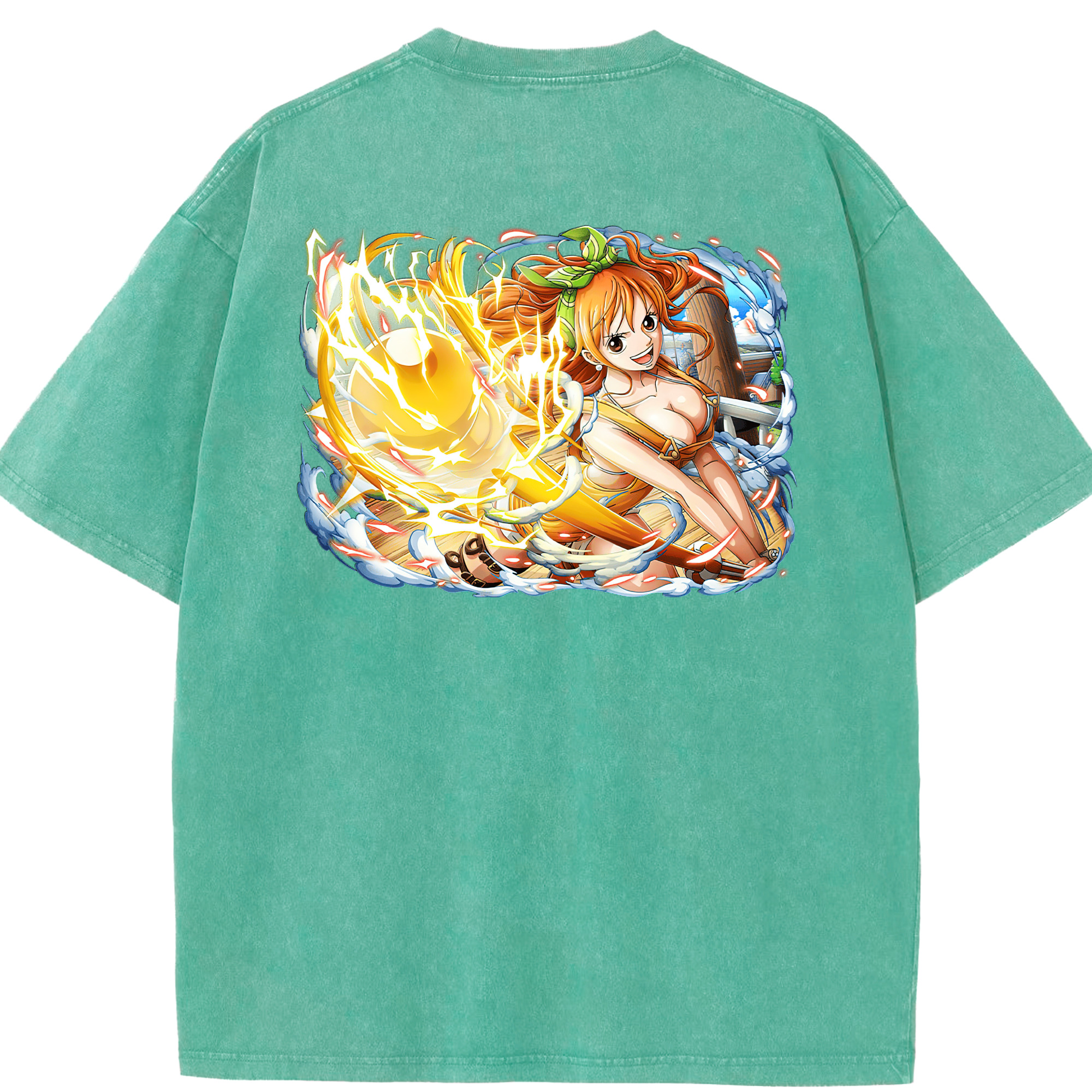 ワンピース ナミ ONE PIECE Nami 綿100% ヴィンテージ風 半袖Tシャツ（背面プリント）